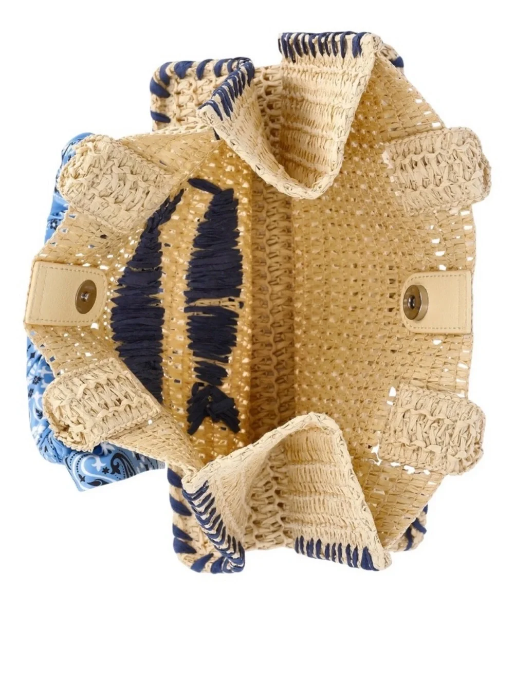 No Boundaries Natural Mini Straw Tote Bag with Blue Fish Motif - Picture 5 of 5